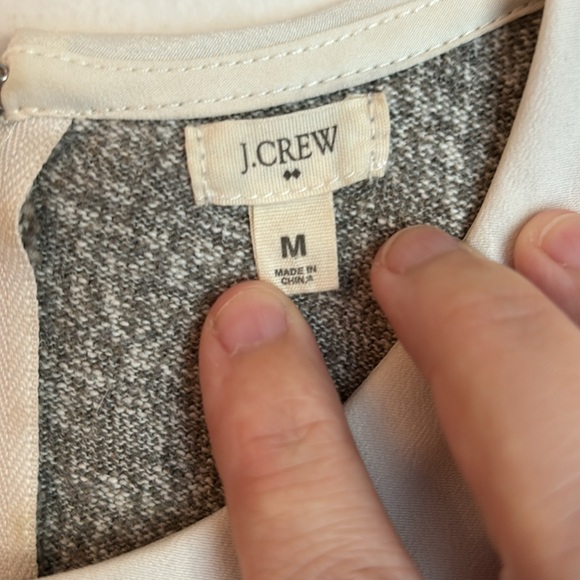 J. Crew Women’s Pan collar sweater 3/4 sleeve gray white knit soft office wear M - Picture 5 of 9